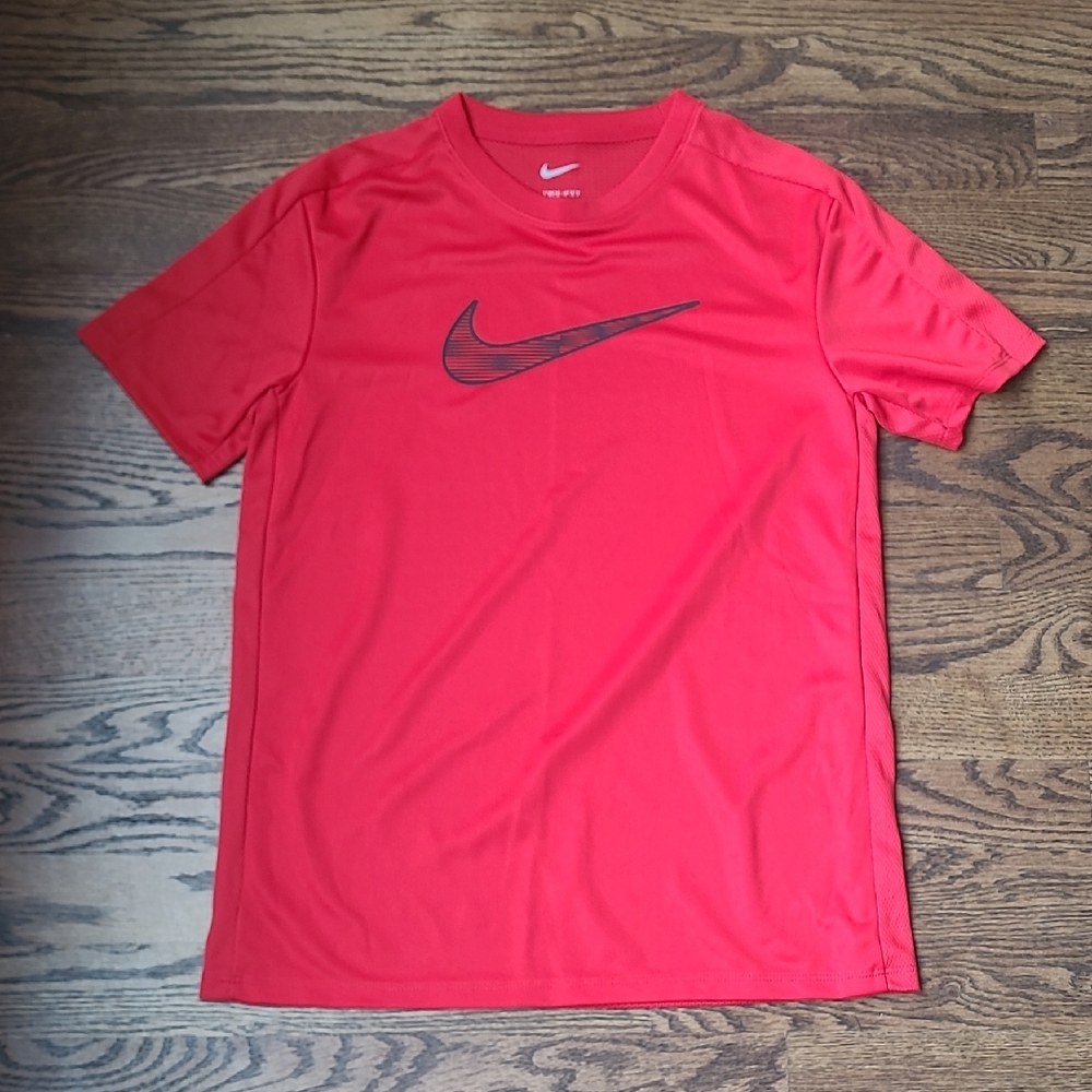 Nike Dri-fit Youth Bright Red Tee with Black Logo